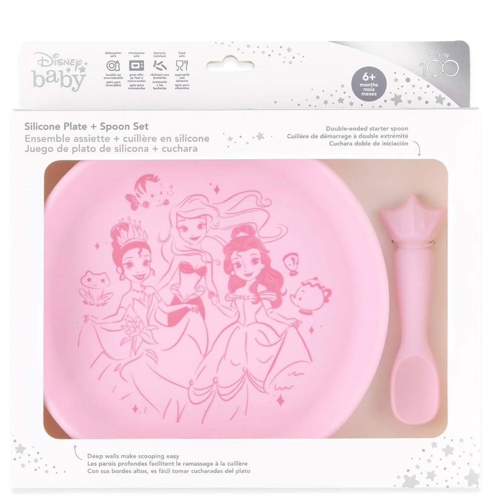 NWT-Disney Baby Bumpkins Disney Princess Silicone Plate & Spoon Set
